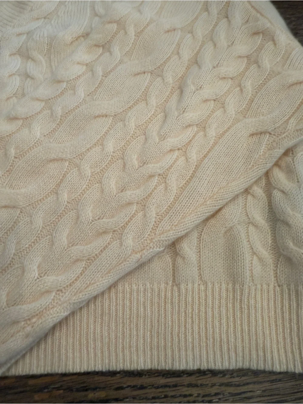 J. Crew Cashmere cropped cable-knit V-neck sweater cream ivory